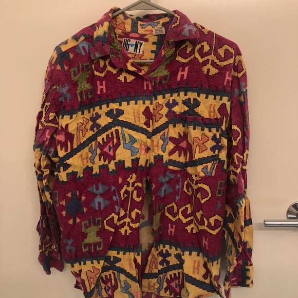 Women’s unique geometric pattern button up style shirt - Picture 1 of 4